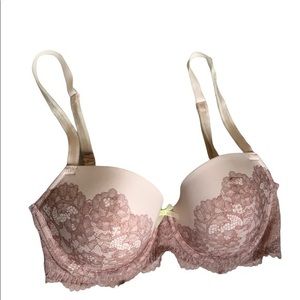 Victoria’s Secret Dream Angel lined Demi soft Pink Lace Bra size 32DD